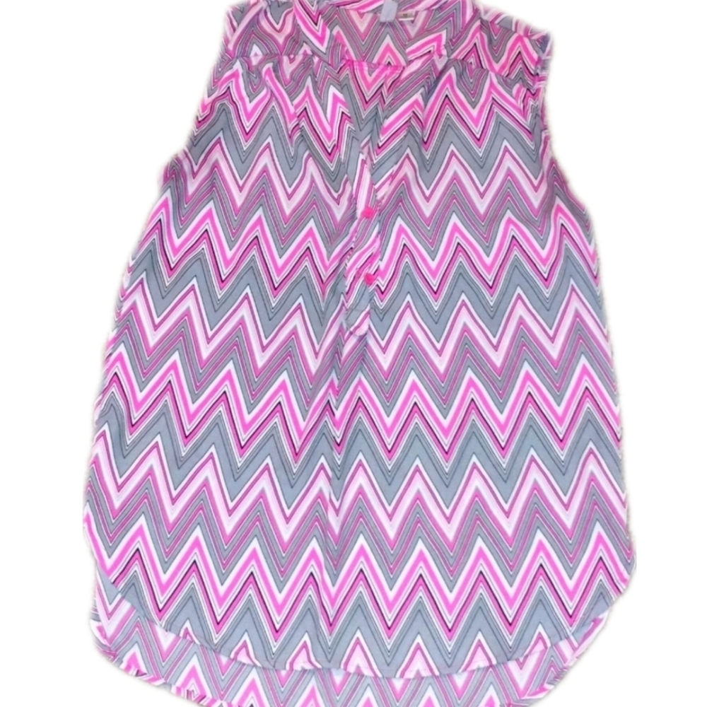 ⭐gorgeous pink and gray tank top blouse size medium women's